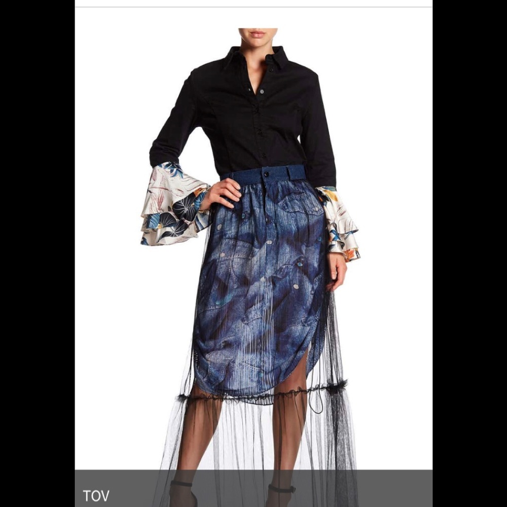TOV Chiffon layered skirt